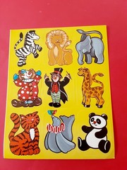 vintage 80’s Eureka circus animals sticker sheet