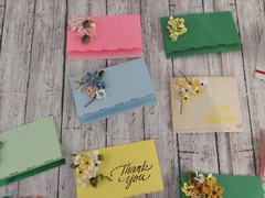 Vtg Paper Quilling Small Note Cards Handmade Ephemera Junk Journal Supplies READ