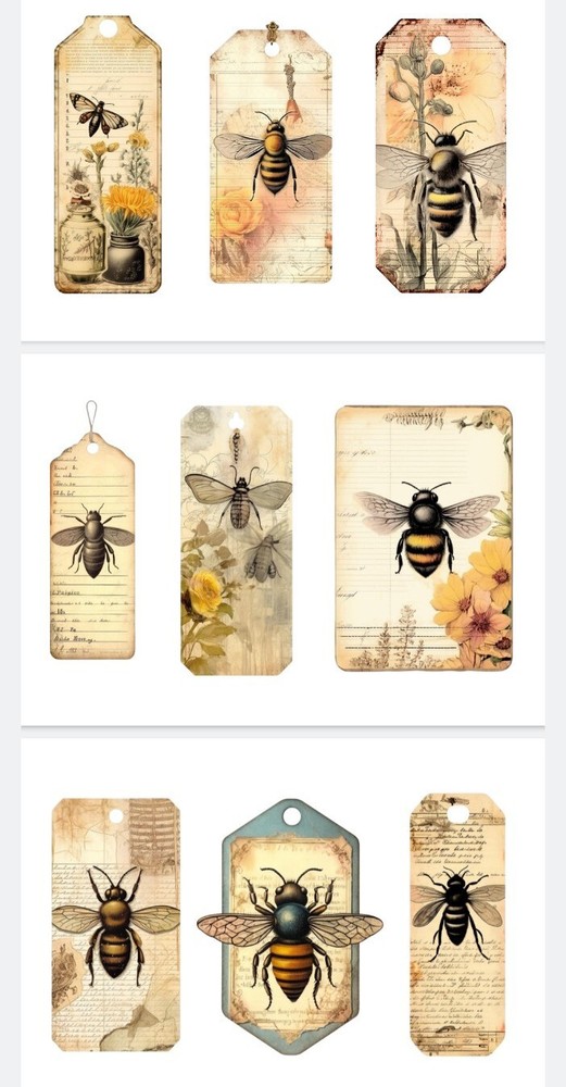 Honey Bee Tags Junk Journals Scrapbook Embellishments USA