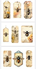 Honey Bee Tags Junk Journals Scrapbook Embellishments USA