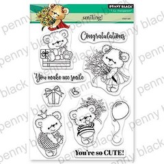 New Penny Black RUBBER STAMP clear cling set SMILING! friendship free