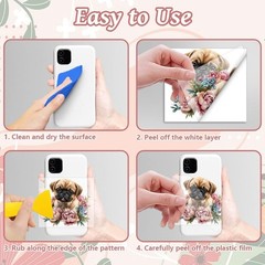 18 Sheets Rub on Transfers for Crafts, Dog and Flowers 3.6″X3.9″ UV DTF Cup Wrap