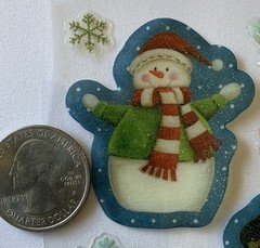 SNOWMAN EPOXY/VELLUM Stickers(18pc)Christmas~Snowflakes~Holiday~Glitter~Winter~