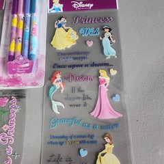 New Disney Princess Activity Craft Lot Stickers Pins Pens Stationery Set…
