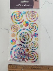 Sticko Autocollant 18 Multi Color Swirls and Twirls Various Sizes Scrapbooking