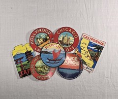 Lot Vintage Style Travel Stickers 7 New Matte 3M Peel Off Popular Destinations