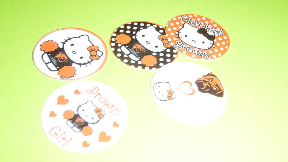 Pre Cut One Inch Bottle Cap Images Hello Kitty Cleveland Browns Free Shipping