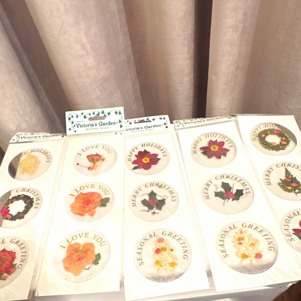 Victoria’s Garden Real Flower Stickers, Holiday Theme, Multicolor Assorted