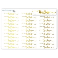 No Work Script Planner Stickers / 30 Gold Foiled Text Headers (1.5″) / Work S…