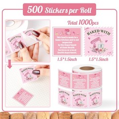 Cottage Food Law Labels – 1000 Count Pink Stickers for Homemade Bakery Goods