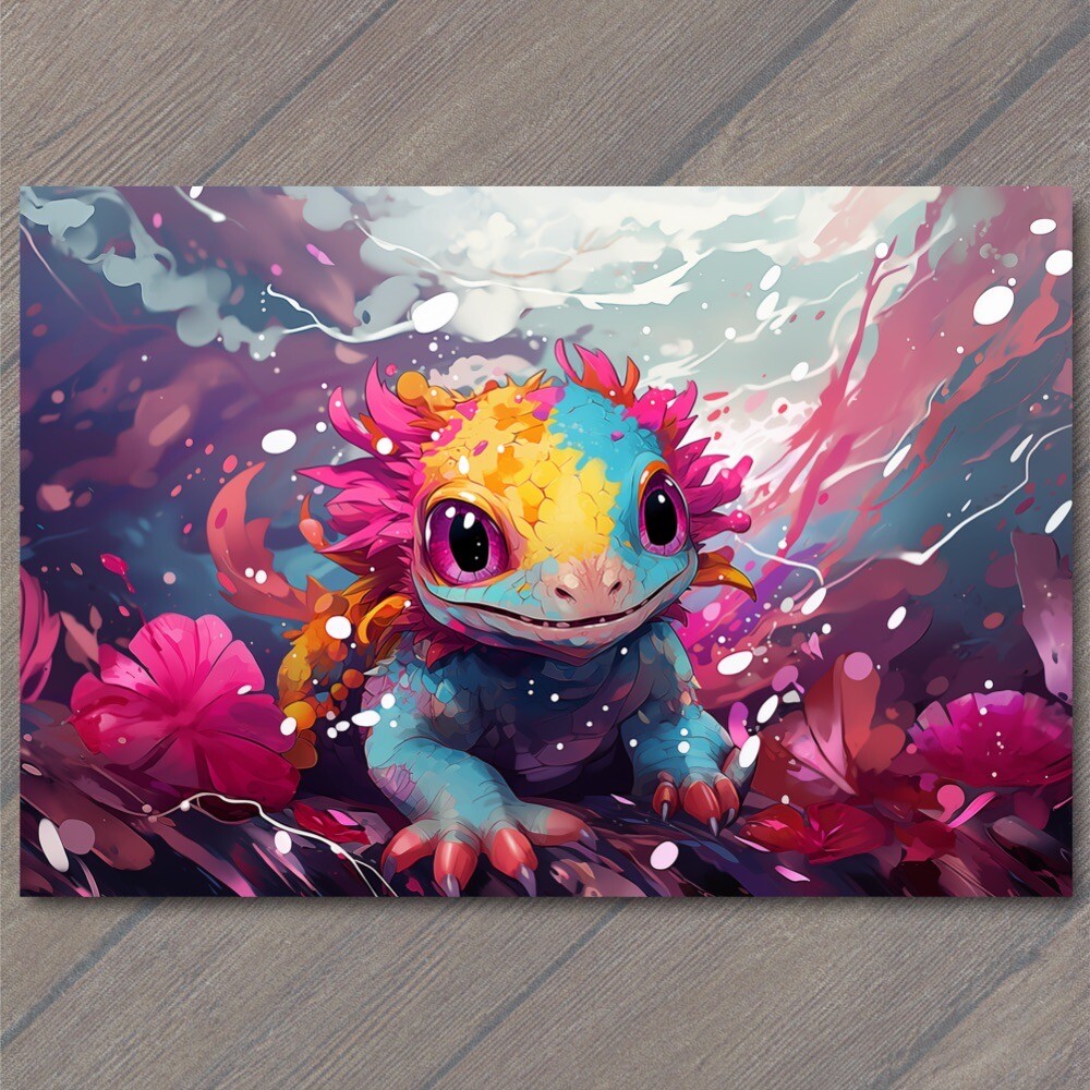 STICKER Axolotl Smile Happy Retro Pop Art Splash Colors Cute Fun Vibrant