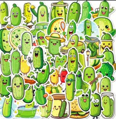 75 Piece Small Candy Lollipop, Cucumber, And Pineapple Stickers
