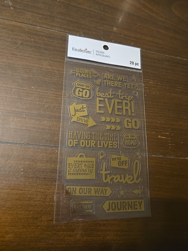 Recollections TRAVEL GOLD FLAT Scrapbooking Stickers