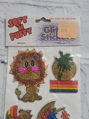 Vintage 80s Glitter Puffy Stickers Unicorn Rainbow Lion Butterfly Gordy Scrapboo