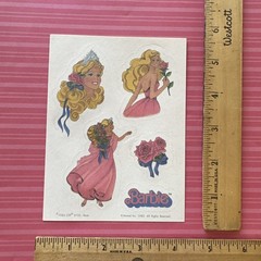 Vintage 80s CTP 1983 Scratch & Sniff Matte Rose Barbie Sticker Sheet Roses Scent