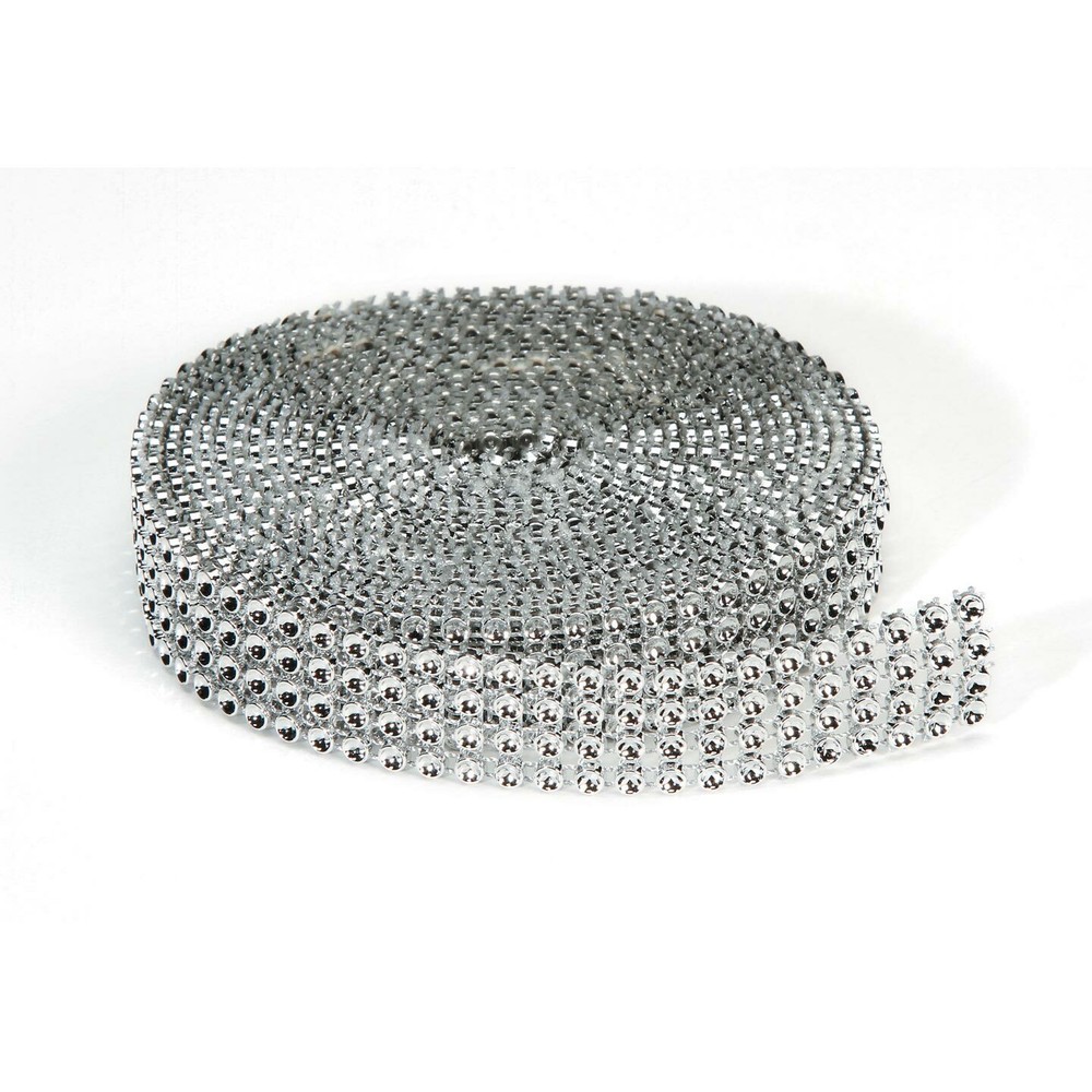 Darice Bling On A Roll SILVER 4 Rows 0.62 x 3 yrd Party Wedding Christmas RH1009