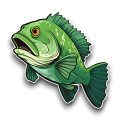 Cartoon Bass Fish Fishing Vinyl Sticker Decal For Car Laptop Window Scrapbook