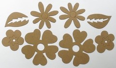 {3 Sets} FESTiVE FLOWER – Bare Flowers Unfinished Chipboard Die Cuts – 15 Pieces