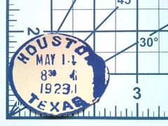 Houston Texas Postmark Sticker Vintage 1923 Die Cut Souvenir