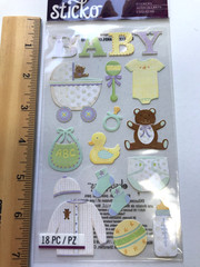 EK Success Sticko Baby Safari Scrapbook Stickers Lot Animals Nursery Food