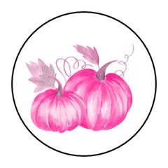 Pink pumpkin Halloween Thanksgiving fall stickers labels tags envelope seals