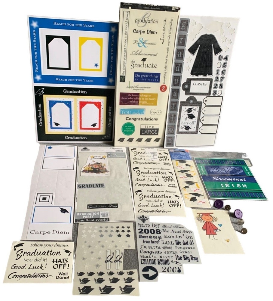 Graduation-Themed Scrapbooking Lot Stickers Embellishments Creative Fun