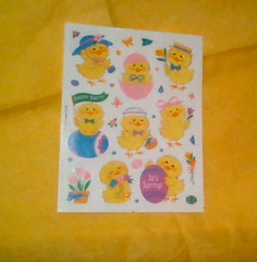 Vintage NEW – Easter-Spring-FUZZY Cute Little Chicks Stickers – Single Sheet