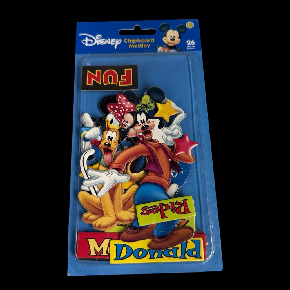 Disney Chipboard Medley 26pc Scrapbook Mickey Minnie Pluto Goofy