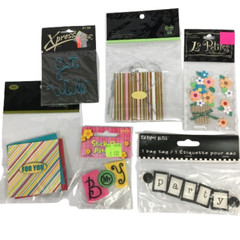 Lot 24 Scrapbooking Metal Embellishments 3-D Gift Tags Magic Mesh Stickers Trims