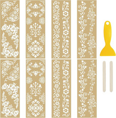 8 Sheets Gilding Lace Rub on Transfer Sticker, Gold Foil Stamping Stickers Gold