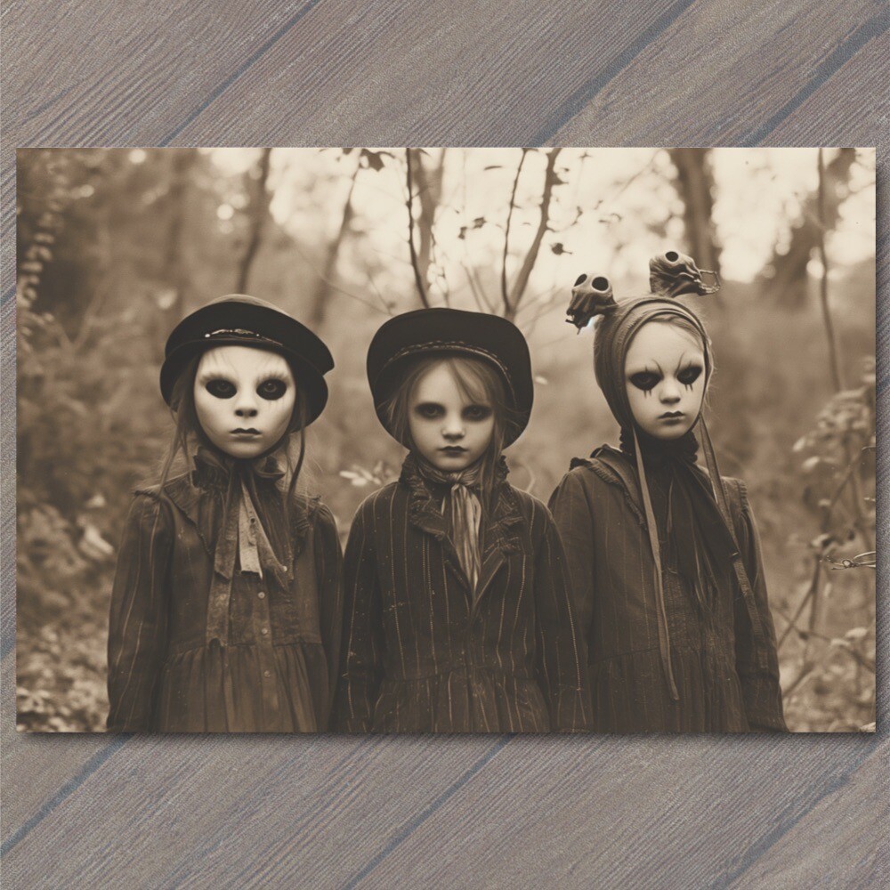 STICKER Weird Creepy Vibe Kids Girls Mask Halloween Unusual Strange Woods Cult