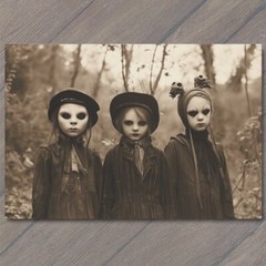 STICKER Weird Creepy Vibe Kids Girls Mask Halloween Unusual Strange Woods Cult