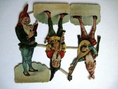 Fantastic 1800’s Vintage Die Cut of Old Men Playing Instruments-Germany-L&B (A)*