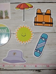Set of 12 Summer Themed Stickers For Scrapbooking Cups Journaling