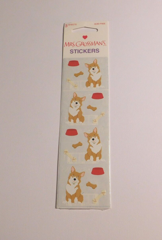 Mrs. Grossman’s Lot 3 Strips Brand New in Package Welsh Corgi Stickers RARE HTF