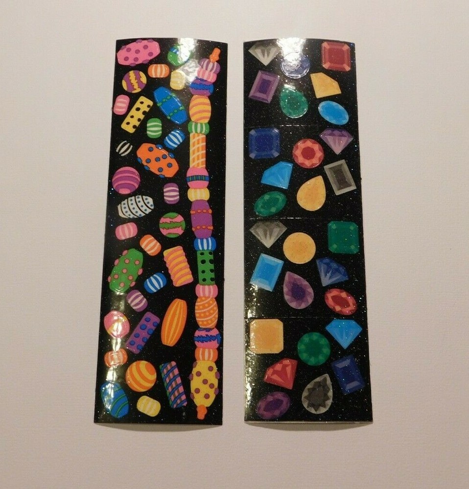 Mrs Grossman’s Stickers Lot 2 Strips ~Bead & Glitter Gems~ 2002 RARE HTF