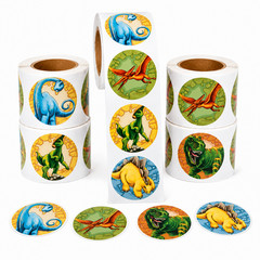 500 Dinosaur Stickers 1.5″ Roll Prehistoric T Rex Party Favors Classroom
