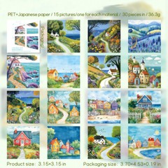 30Pcs Seasons Countryside Stickers Journaling Card Album Scrapbook Collage Art