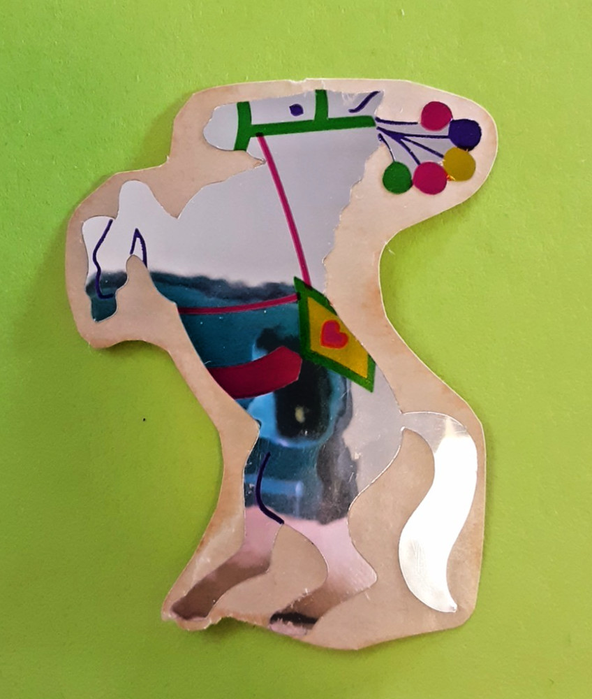 vintage 80’s Sandylion mylar circus horse sticker *damaged*