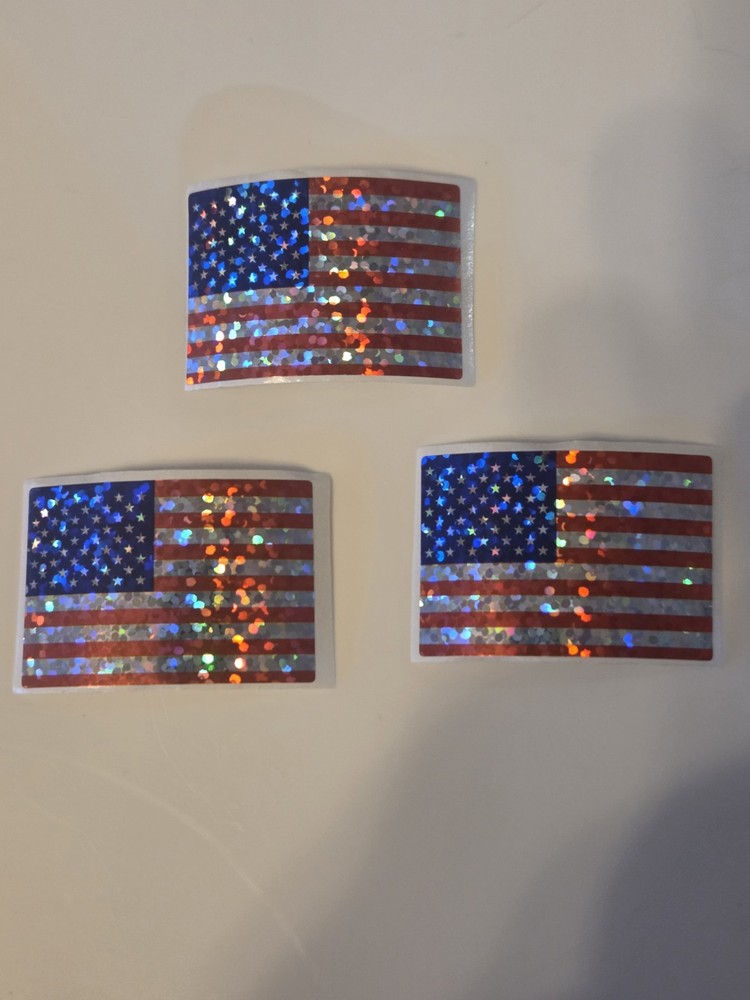 USA American Metallic Glitter Sticker 3 Count 1″ x 1.5″