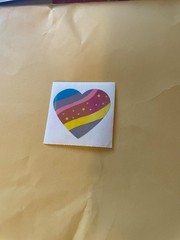 Vintage 1980s Great Seven Pearly Heart Sticker