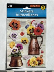 Jot Pop-Up Stickers Pansy Floral Copper Pitcher Butterfly Glitter Flowers NEW