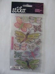 Sticko Stickers VELLUM BUTTERFLIES 12 Pieces NIP NOS