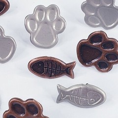 12 Cat Paw Fish Brads Antique Bronze Pewter Cardmaking Scrapbooking Paper Crafts