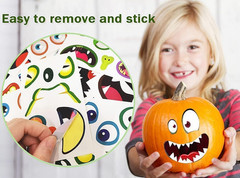 48 Pack Mini Halloween Pumpkin Face Stickers for Crafts and Parties