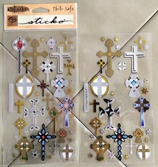Vintage Lot SANDYLION / STICKO Religious Stickers: Stained Glass, Doves, Crosses