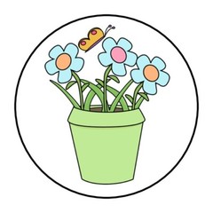 30 Flowers and butterfly Envelope Seals Labels Stickers 1.5″ Round blue green