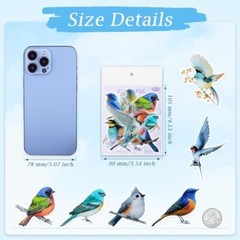 40Pcs Bird Stickers, Transparent Colorful Bird Stickers, PET Vintage Bird-40p
