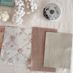 Ribbon Roses Floral Fabric Samples Scrapbooking Supplies Slow Stitch