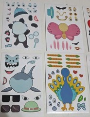 Make A Face Stickers, 10 Sticker Sheets 4″x6″ Different Animals Panda Shark Lion